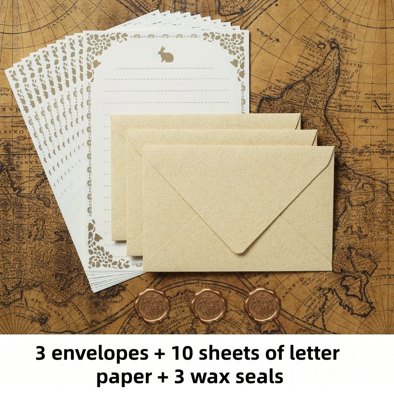 Wax Seal Stamp Kit - 16 Buah Amplop Linen Antik Set