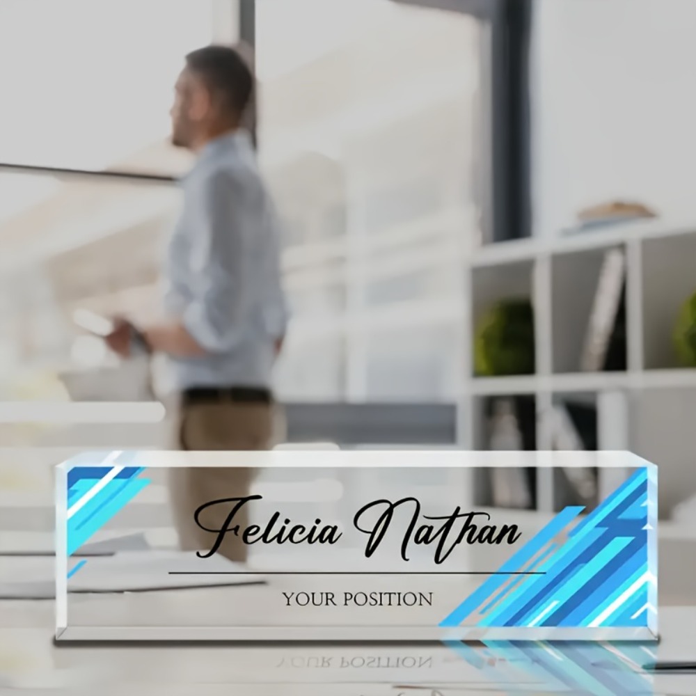Desk Name Plate - 1pc Papan Nama Akrilik Kustom untuk