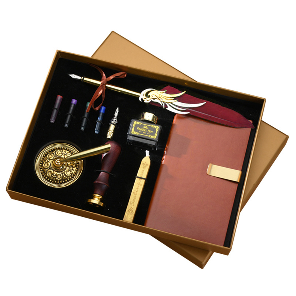 Wax Seal Stamp Kit - Set Pena Bulu dan Tinta Retro,